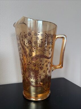 Floragold pitcher by Jeannette Glass
 Brown Flower Motif vintage
